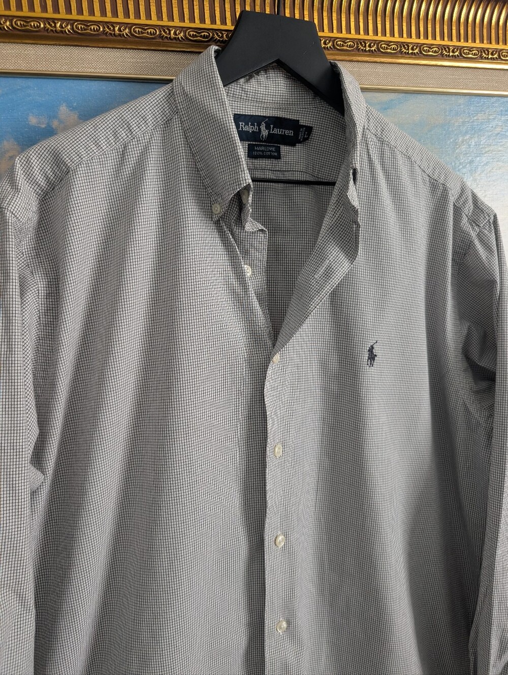 Ralph Lauren Black and White Micro-Check Button-Down Shirt